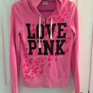 VS Pink hot pink zip up Hoodie